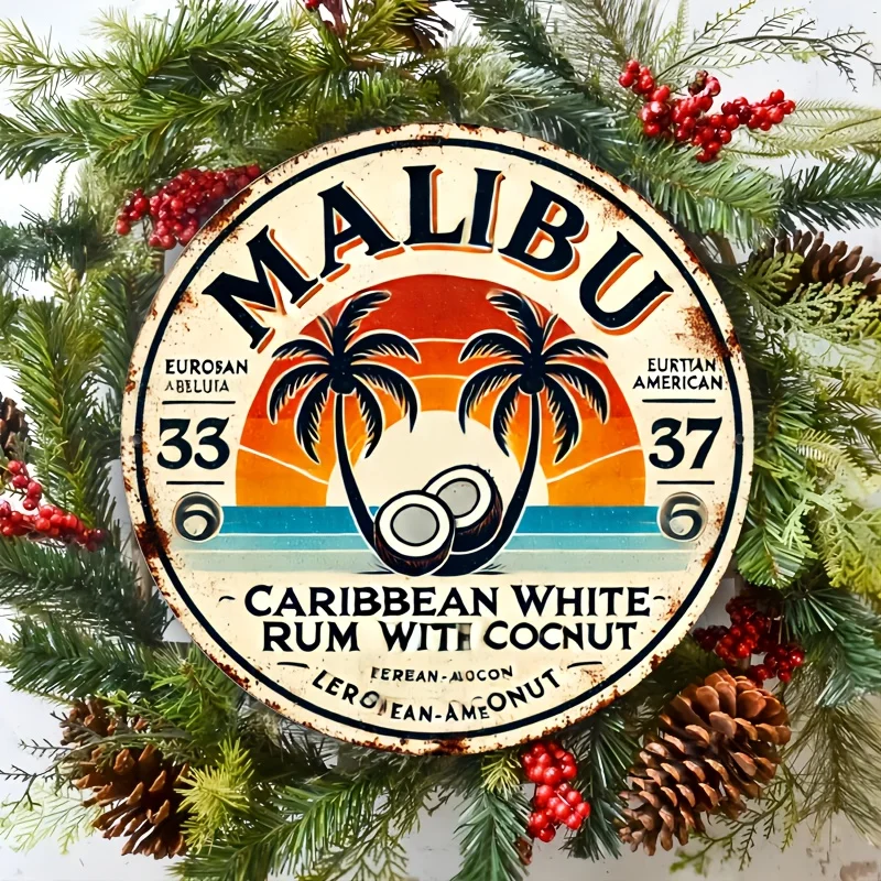Vintage Collectible Plates - Винтажная алюминиевая настенная вывеска Malibu Rum